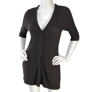 Eileen Fisher Petite Womens Size PS Cardigan Sweater Wool Angora Cashmere Brown
